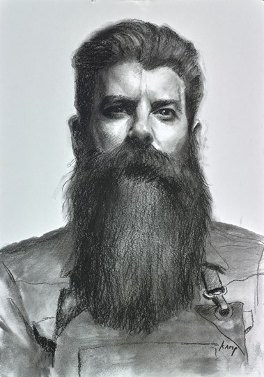 Glynn of Straight Edge Barber Club Study by Vincent Kamp - Original Drawing on Mounted Paper